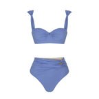 Round Buckle Decorative Color Matching Hollow Out Cutout out Swimsuit Set Women Bella Mia