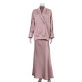Spring Autumn Satin High Grade Half Length Skirt Set Collared Long Sleeve Top Office Two Piece Set Bella Mia