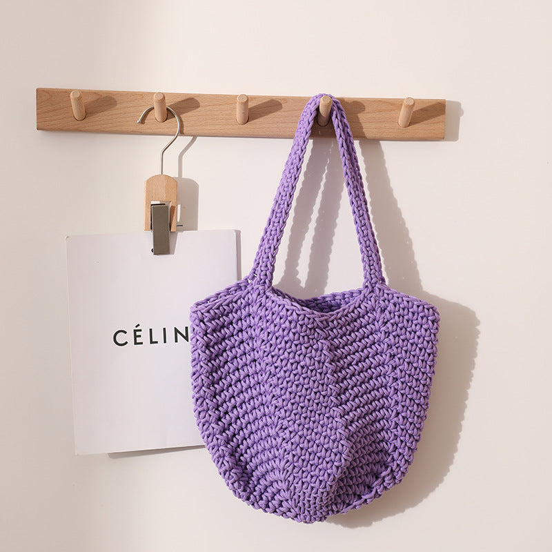 South Korea Vintage Shoulder Cotton Thread Woven Bag Crochet Handbag Straw Bag Vacation Beach Bag Bella Mia