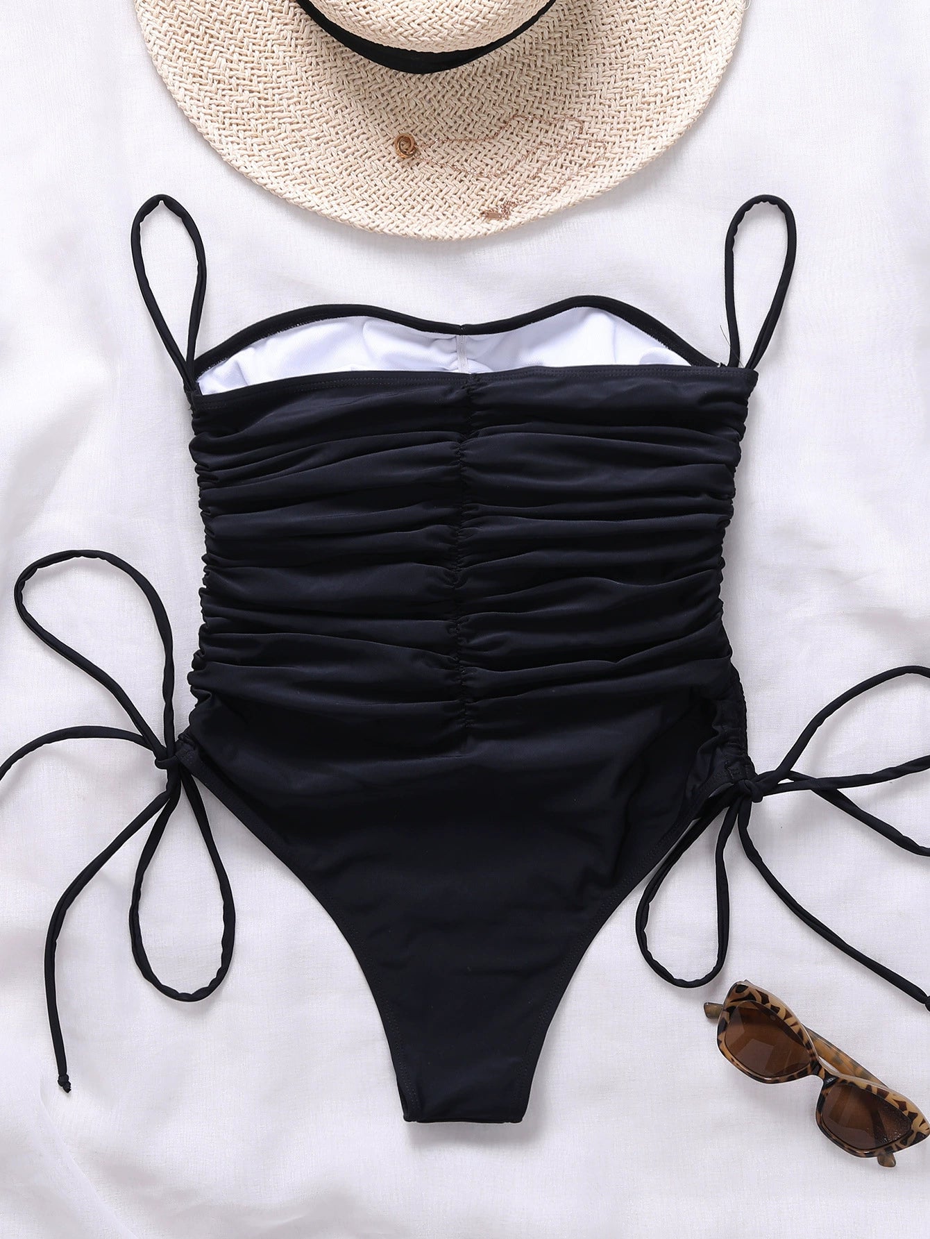 European and American Foreign Trade Slimming Strap Showing Chest Pad Solid Tube Top One-Piece Swimsuit Women's Temperament Beach Sexy Swimming Suit LUXLIFE BRANDS