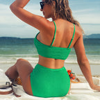 Bikini Solid Color Snake Cloth High Waist Sexy Bikini Swimsuit Swimwear Women Bella Mia