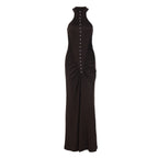 French Women Autumn Slim Fit Crumpled Button round Neck Sleeveless Dress for Women Bella Mia