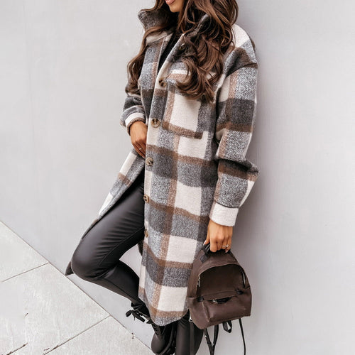 Autumn Winter Long Single Breasted Collared Shacket Woolen Coat Bella Mia