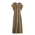 Satin Dress Satin Sleeveless Dress Casual Solid Color V neck Silk Satin Midi Dress Bella Mia