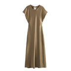 Satin Dress Satin Sleeveless Dress Casual Solid Color V neck Silk Satin Midi Dress Bella Mia