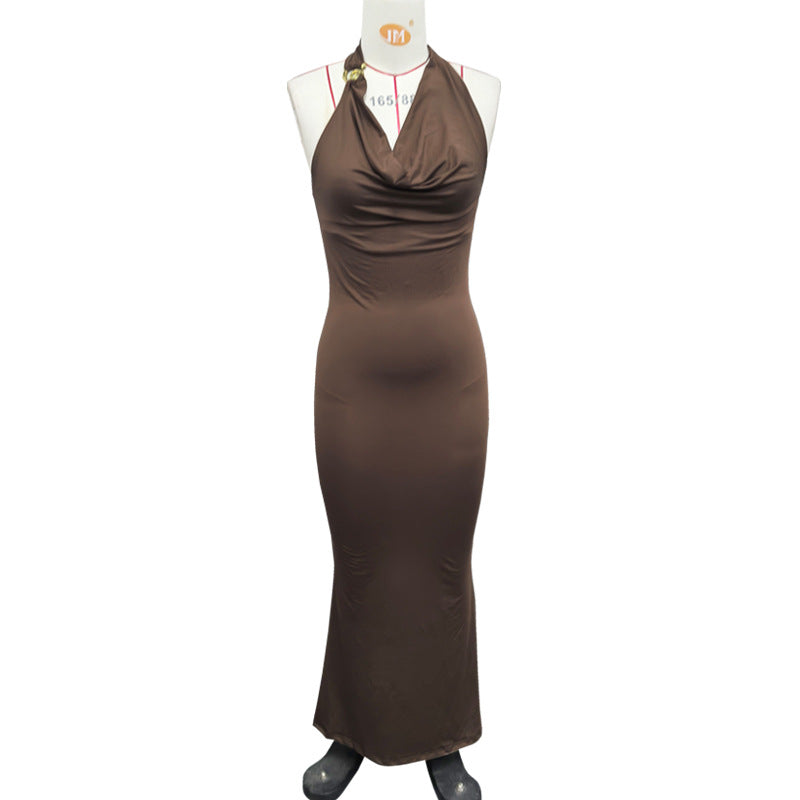 V neck Elegant Halter Dress Women Summer High Grade Sexy Sheath Dress Bella Mia