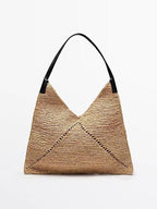 Shoulder Large Capacity Straw Bag Raffia Hollow Out Cutout Woven Bag Vacation Beach Bag Big Triangle Women Bag Bella Mia