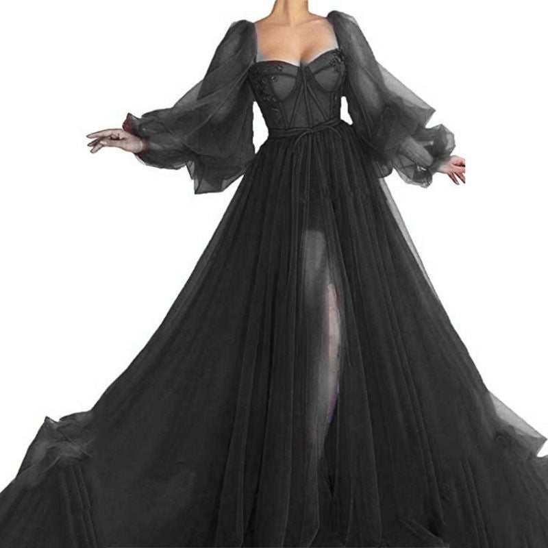 Summer Women Clothing Graceful Fashionable Dress Mesh Split Expansion Dress Wedding Evening Dress Bella Mia