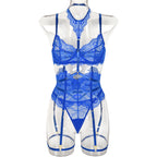 Sexy Three Piece Summer Lace Eyelash Lace Stitching with Halter Foot Ring Bella Mia