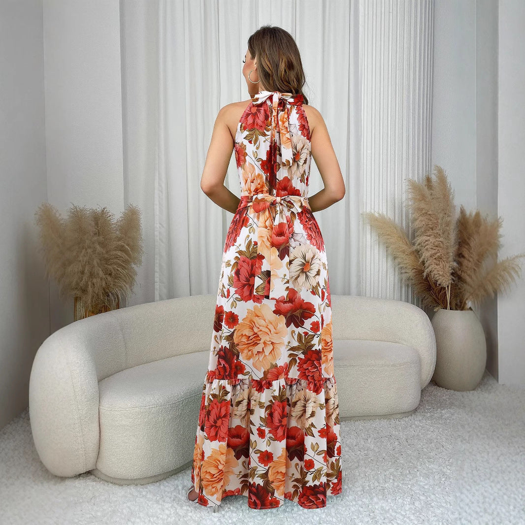 Summer Women Clothes Printed Halter Dress Elegance Sleeveless Dress Bella Mia