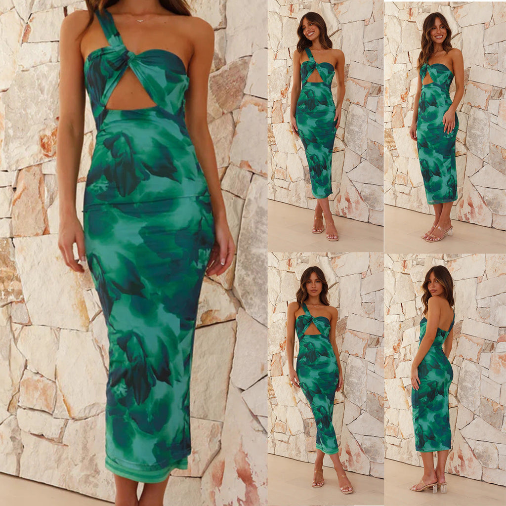 Women Ladies Personalized Shoulder Sleeveless Sexy Cutout Dress Bella Mia