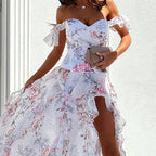 Summer Sexy off Shoulder Sleeveless Split Waist Controlled Dress Bella Mia