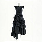 Spring Elegant Elegant Wooden Ear Stitching High Grade V neck Cross Maxi Dress Women Clothing Bella Mia