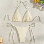 Solid Color Tied Bikini Split Swimsuit Women Beach Spring Swimsuit Bikini Bella Mia