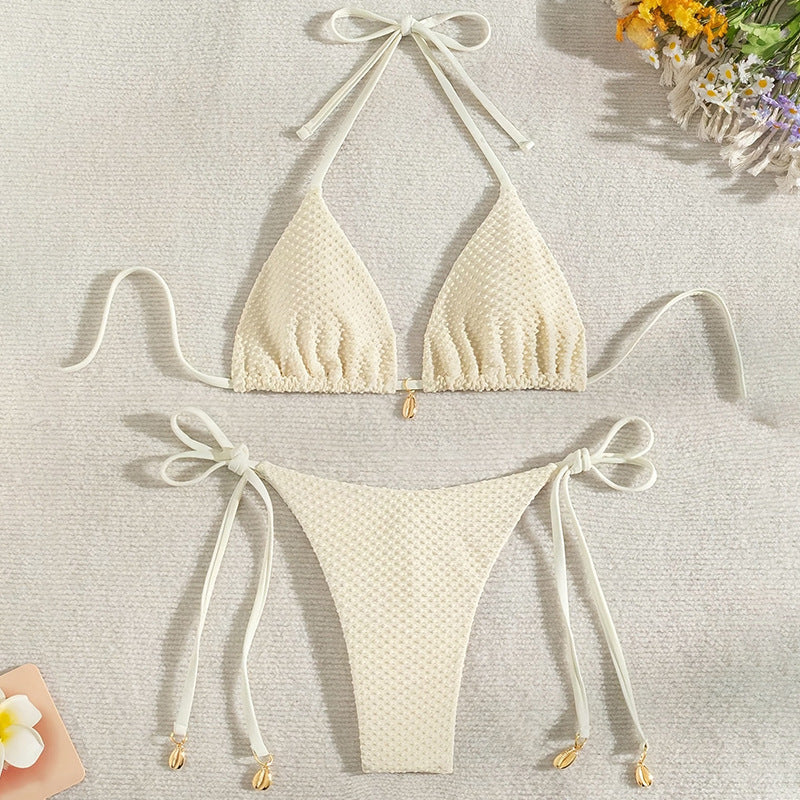 Solid Color Tied Bikini Split Swimsuit Women Beach Spring Swimsuit Bikini Bella Mia
