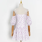 Women Clothing Sexy off Shoulder Printed Short Dress Sneaky Design Spaghetti Strap Floral Print A line Dress Bella Mia