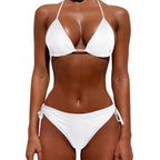 Sexy Solid Color Lace-up Split Swimsuit Sexy Pure Color Tied Separates Swimsuit Luxlife Brands