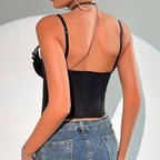 Sexy Sheer Mesh Stitching Lace Chest Cotton Sexy Boning Corset Sling High Sense Inner Wear Blouse Bella Mia