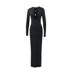 Fall Women Clothing Sexy Cutout Socialite Private Clothing Elegant Three Dimensional Floral Long Sleeve Slim Maxi Dress Bella Mia