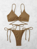 Swimsuit Women Summer Sexy Bikini Set Solid Color Tied Durable Swimwear Bella Mia