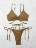 Swimsuit Women Summer Sexy Bikini Set Solid Color Tied Durable Swimwear Bella Mia
