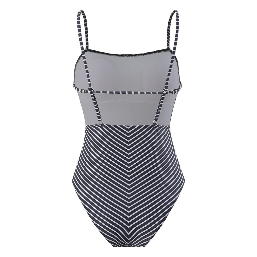 Sexy One Piece Swimsuit Women Bikini Striped Printed Gauze Skirt Swimsuit Bikini Bella Mia