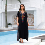 Rayon Embroidery Vacation Loose Maxi Dress Embroidery Even Bathrobe Beach Cover up Bikini Cover up Bella Mia