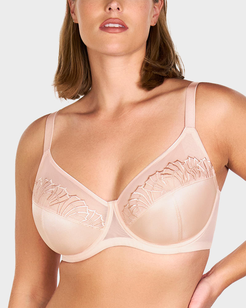 Plus-Size Pearl Shimmer Lace Minimizer Bra SheCurve