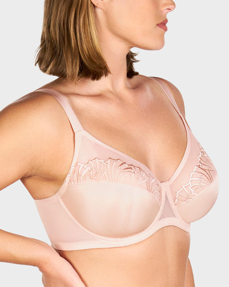 Plus-Size Pearl Shimmer Lace Minimizer Bra SheCurve