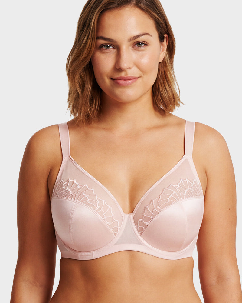 Plus-Size Pearl Shimmer Lace Minimizer Bra