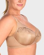Plus-Size Pearl Shimmer Lace Minimizer Bra SheCurve
