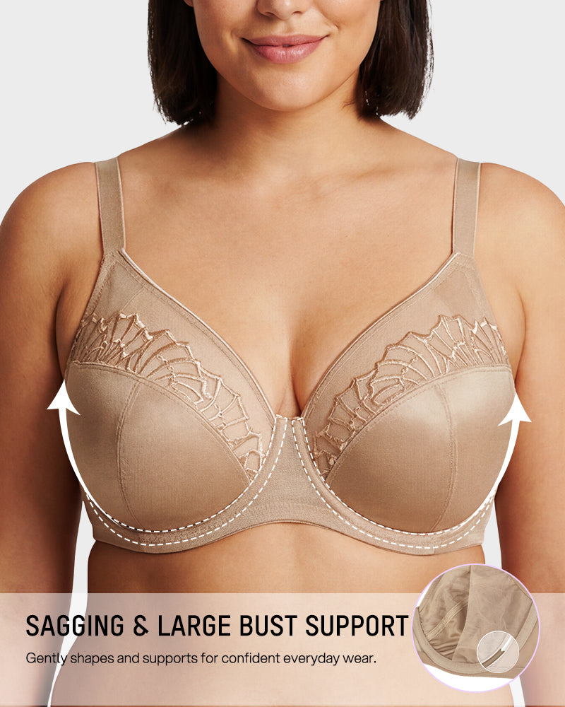 Plus-Size Pearl Shimmer Lace Minimizer Bra