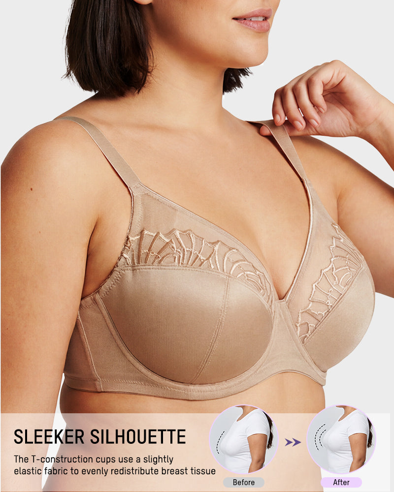 Plus-Size Pearl Shimmer Lace Minimizer Bra