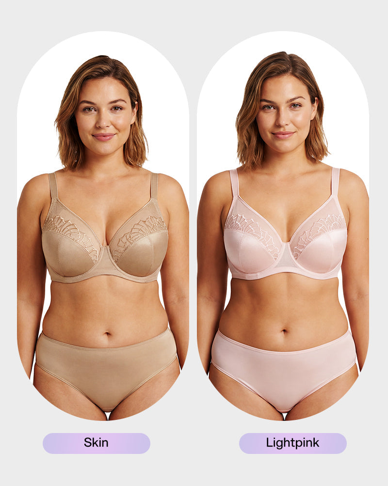 Plus-Size Pearl Shimmer Lace Minimizer Bra