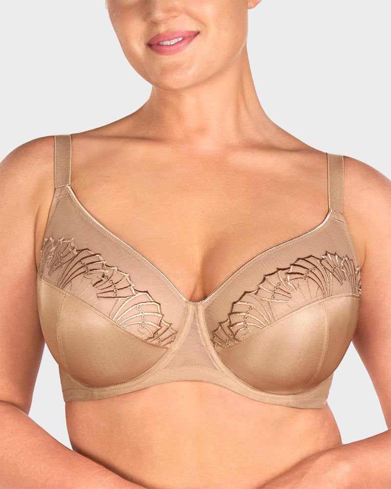 Plus-Size Pearl Shimmer Lace Minimizer Bra SheCurve