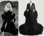Tulle Ruffled Sleeves Fringe Multi-Color Custom Robe Dress for Theme Photo Shoot SelenaHuanStudio