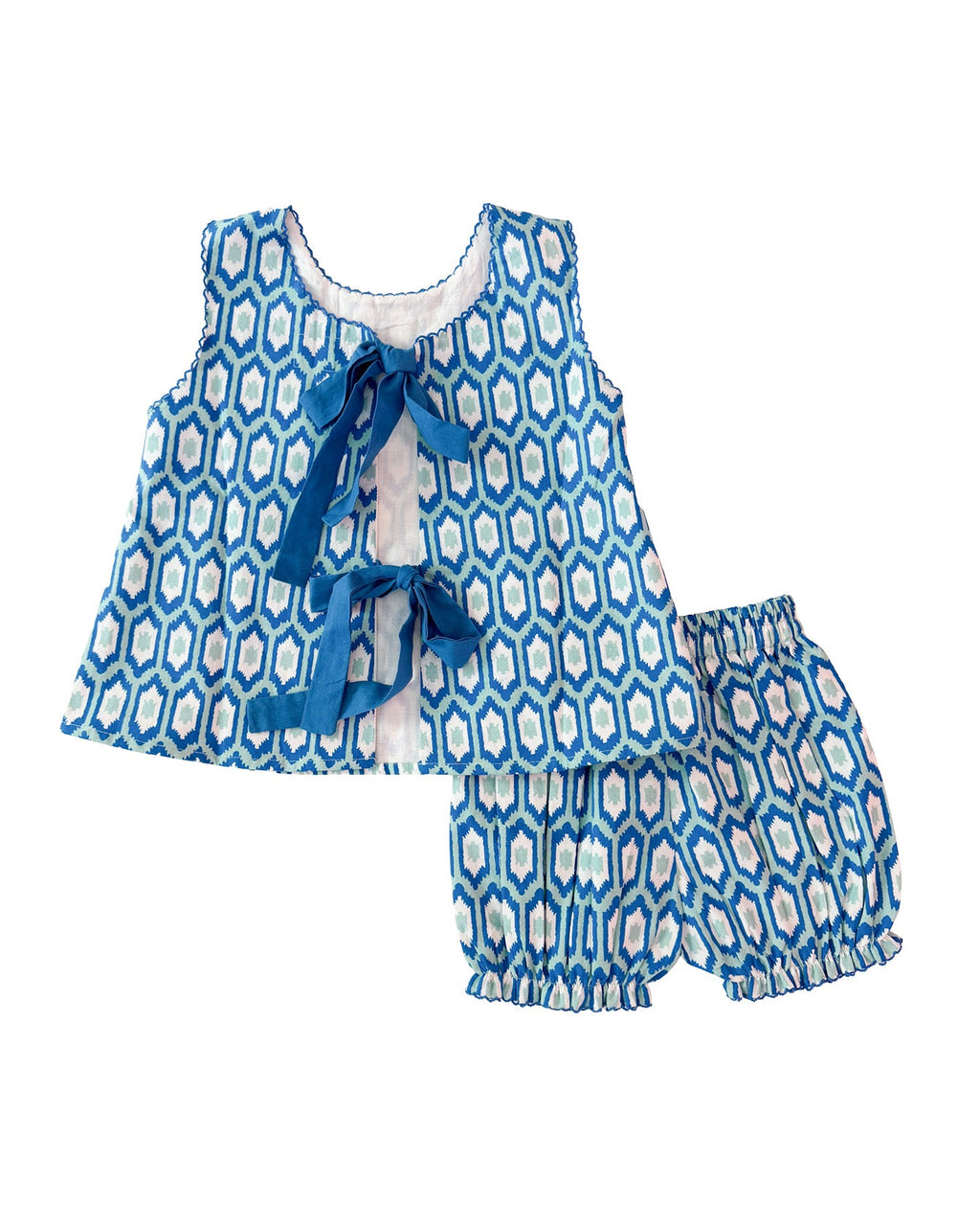 Blue Ikat Bloomer Set