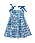 Blue Ikat Sun Dress Smockingbird