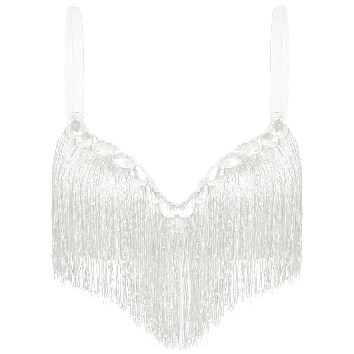 The Stardust Oasis Sirena – Sequined Tassel & Rhinestone Push-Up Belly Dance Bra Top