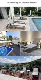 Outdoor Poolside Sun Lounger Set With Adjustable Reclining Comfortable And Durable Chaise Lounge With Armrests And Side Table Luxlife Brands