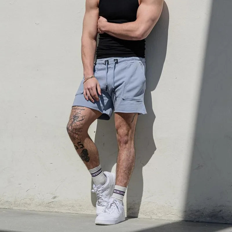 Summer Men's Athletic Shorts Terry Curling Muscle Training Squat Shorts Men's Casual Running Fitness Short-Length Pants
