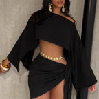Jasmine Loose Fit Crop Top & Skirt Set Luxlife Brands