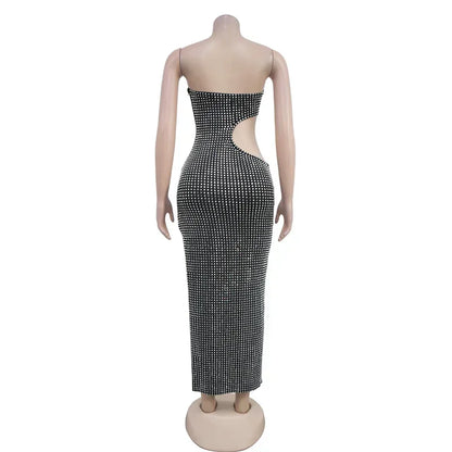 Bling Out Strapless Bodycon Party Dress