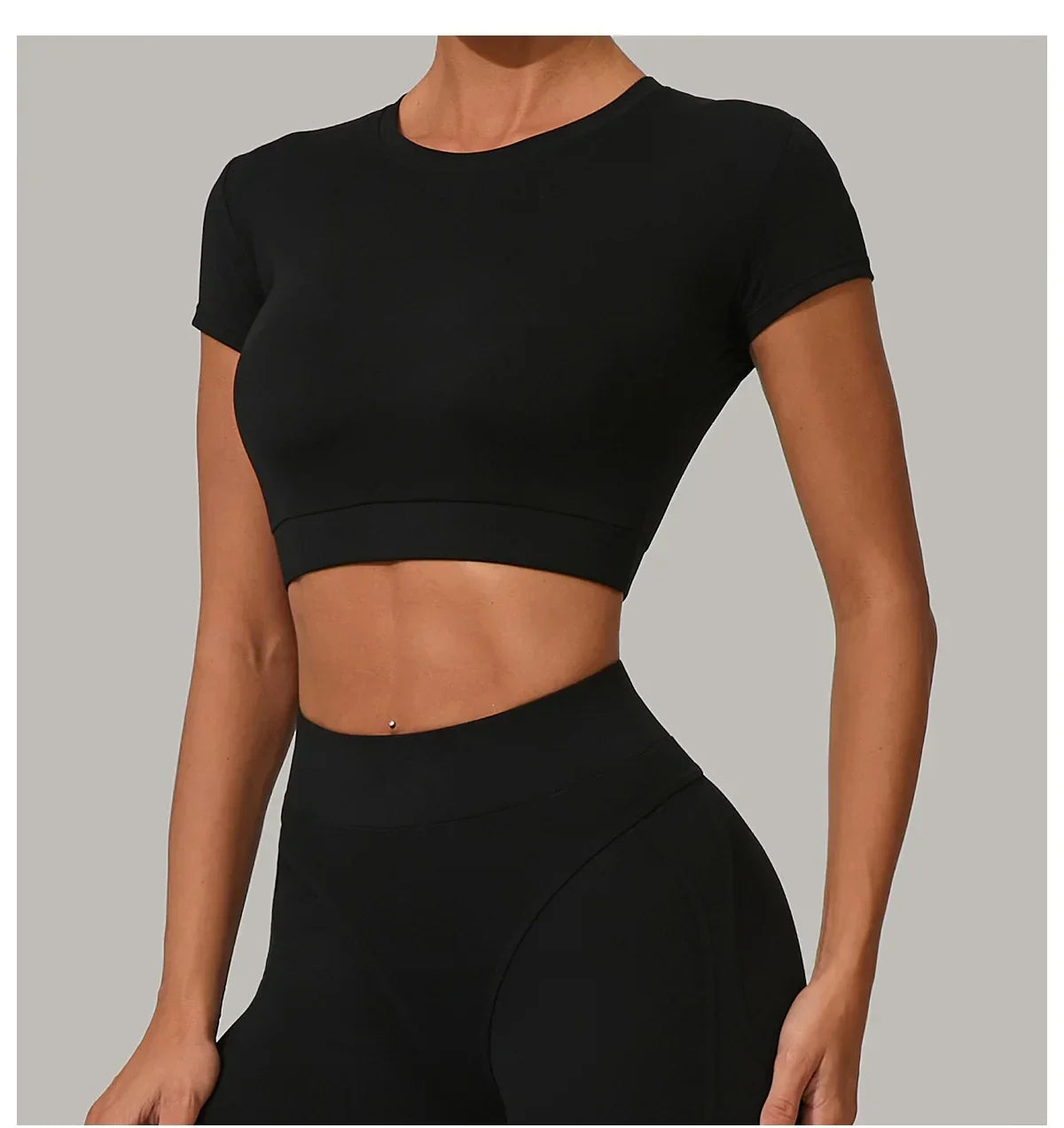 Yoga T-shirt Women's Short Sleeved Sports T-shirt Quick Drying Workout Short Sleeved Pilates Running Tights Exercise Fitness Top