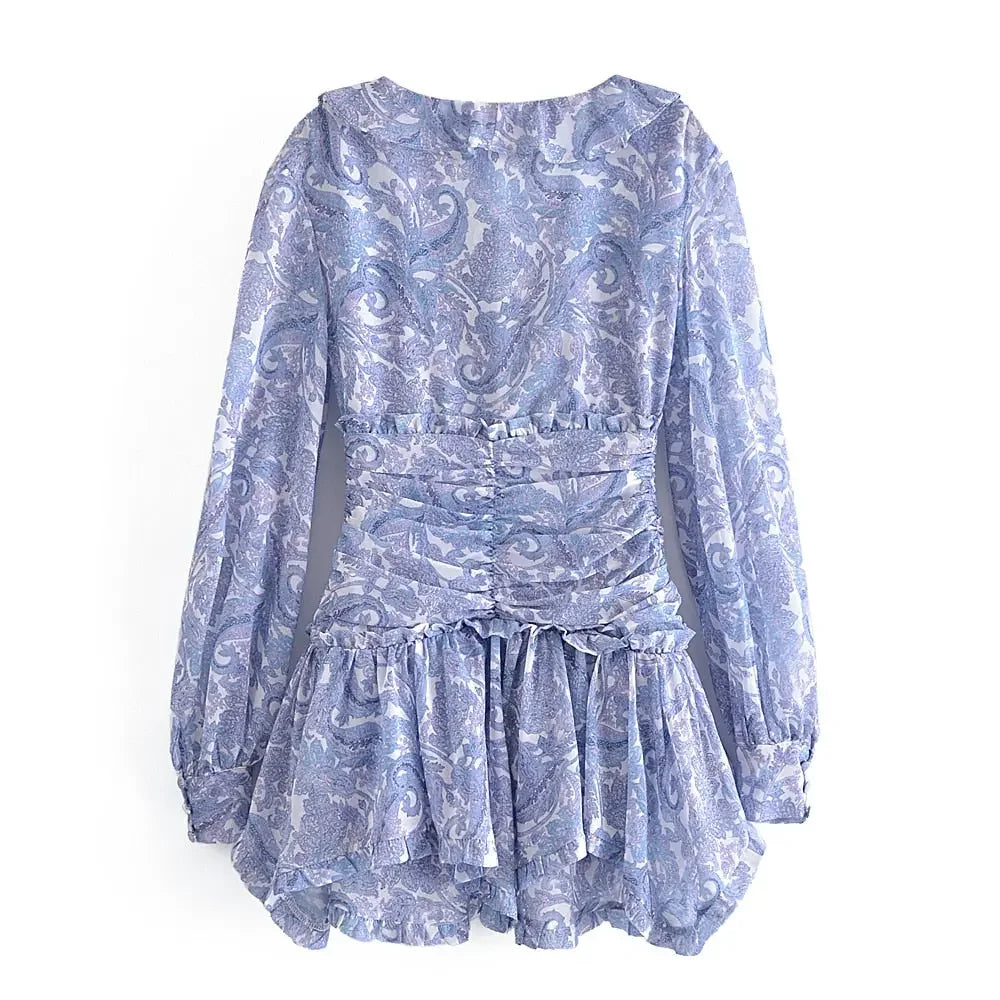 Flora Floral Print Chiffon Mini Dress