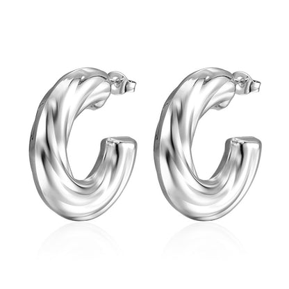SIPENGJEL Vintage Stainless steel Square Circle Hoop Earrings for Women Hollow Geometric Ear Buckle Earrings Wedding Jewelry