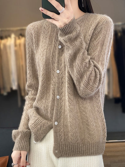 Wool Cardigan Womens Clothing O-neck Sweater Mujer Long Sleeve Tops Knitwears Korean Fashion Style New In Outerwears Crochet