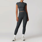 Hearuisavy 2-Piece Yoga Sets Sports Suit Women Fitness Tracksuit Running Workout Shirt Yoga Clothing Quick-Drying Gym Set Women Luxlife Brands