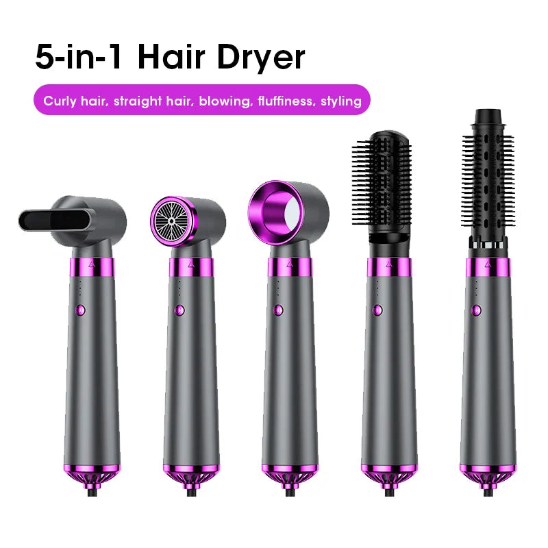 Hair Dryer 5 In 1 Hair Blower Brush Hot Cold Air Styler Comb One Step Hairdryer Electric Blowing Hair Dryer Auto Curling Iron LUXLIFE BRANDS