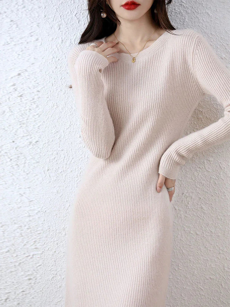 Vienna Cashmere Sweater Dress 100% Merino Wool LUXLIFE BRANDS